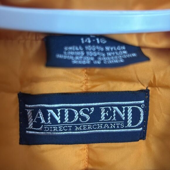 Lands End Bright gold Goose Down Women’s Winter Puffer Vest L 14-16 - Picture 4 of 6